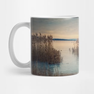 Dry reed in the frozen lake Mug